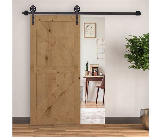 Herraje para Puerta Corredera Acero al Carbono HOMCOM 183 Marron