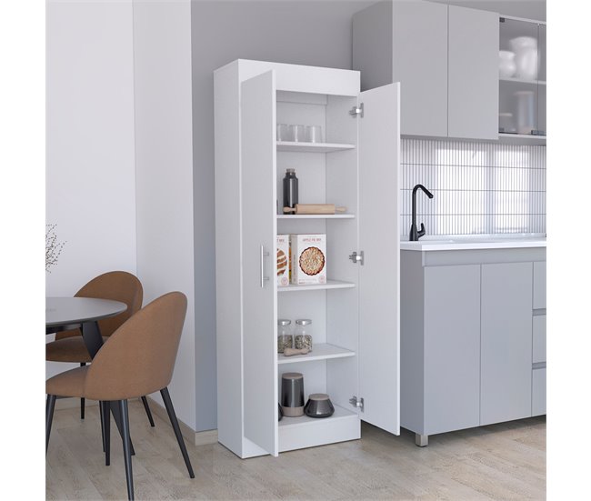 Alacena Nepal en melamina con 2 puertas y 5 estantes Blanco