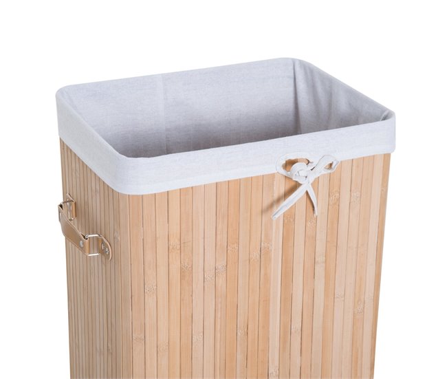 Cesto para Ropa Sucia Bambú, PU, bolsa de lona HOMCOM Beige