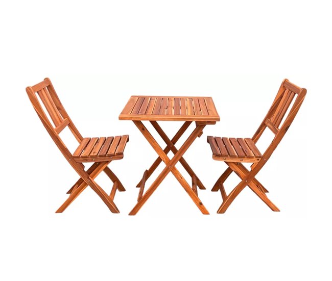 YOEVU -Set de Madera de Acacia, 1 Mesa y 2 Sillas Plegables Acacia