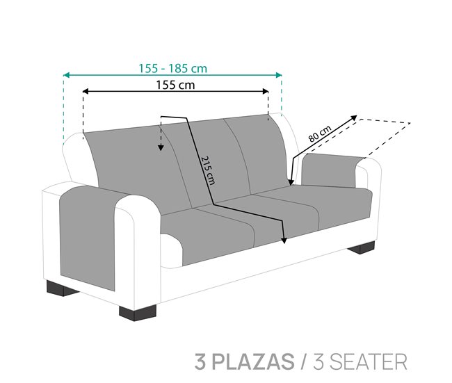 Vipalia Protector Cubre Sofá Sillón Liso Modelo Brisa Gris