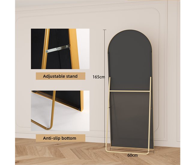 Espejo de suelo, de pared, inclinable, para salón 60x165 Dorado