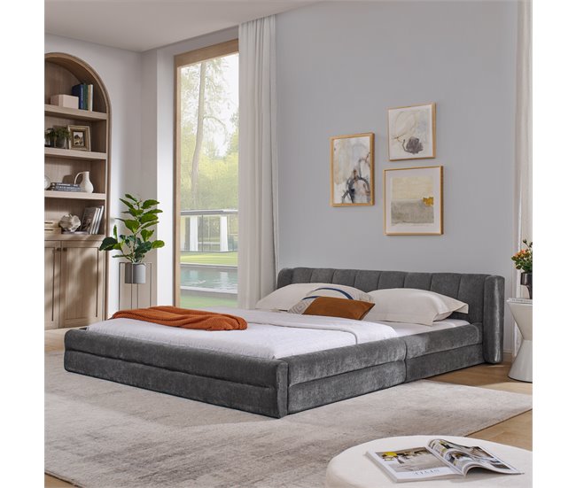 Camas de matrimonio 195x220 Gris