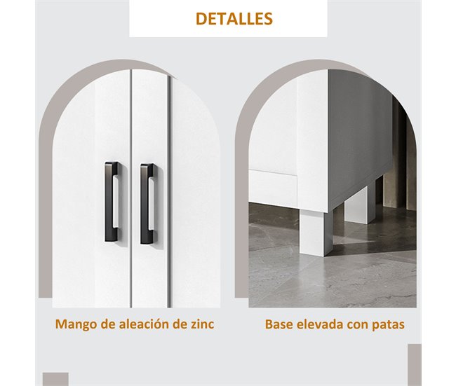 Aparador de Cocina Melamina de Madera HOMCOM 90 Blanco