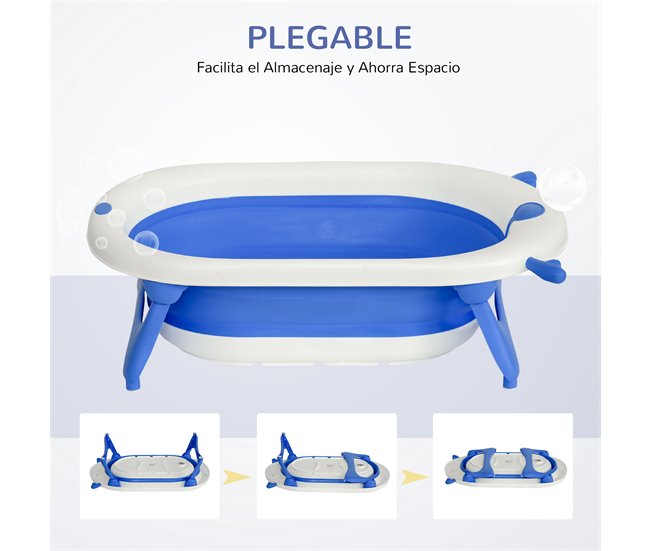 Bañera para Bebé Plegable PP, TPE HOMCOM Azul