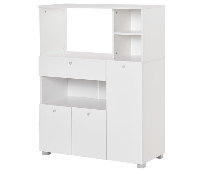 Aparador Auxiliar para Microondas Melamina de Madera HOMCOM 90 Blanco