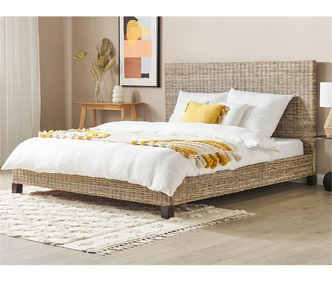 Beliani Cama Ratán SALBRIS 192x213 Natural