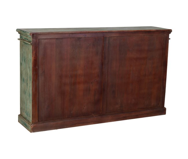 Aparador de madera y cristal con 4 puertas Azul