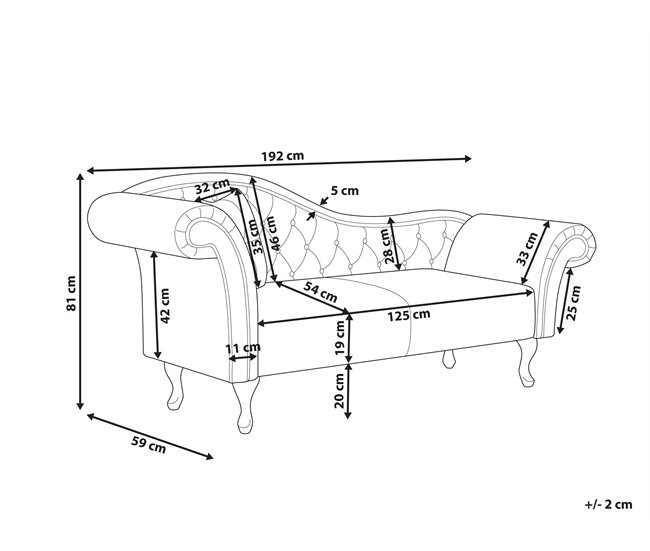 Beliani Chaise longue izquierdo Terciopelo LATTES Negro