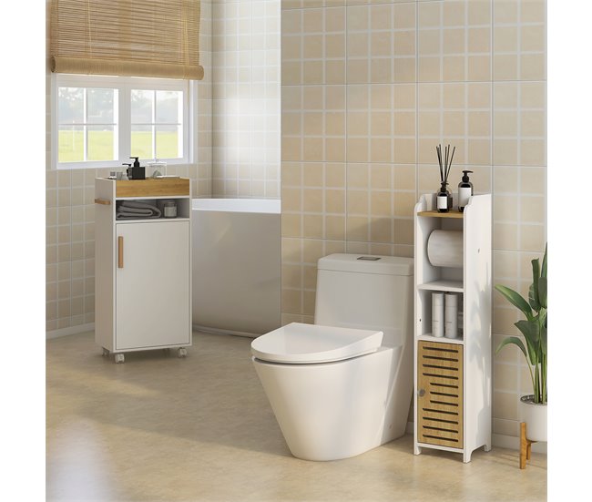 Armario de Baño Melamina de Madera, Haya kleankin Blanco
