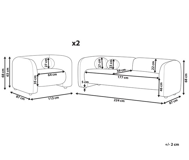 Beliani Conjunto de sofás LEIREN Blanco