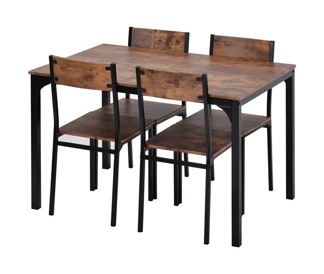 Conjunto de mesas y sillas de comedor Marron