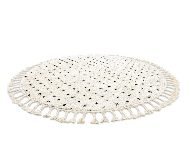 Alfombra BERBER SYLA B752 puntos Franjas Bereber Marroquí Shaggy 160x160 Crema