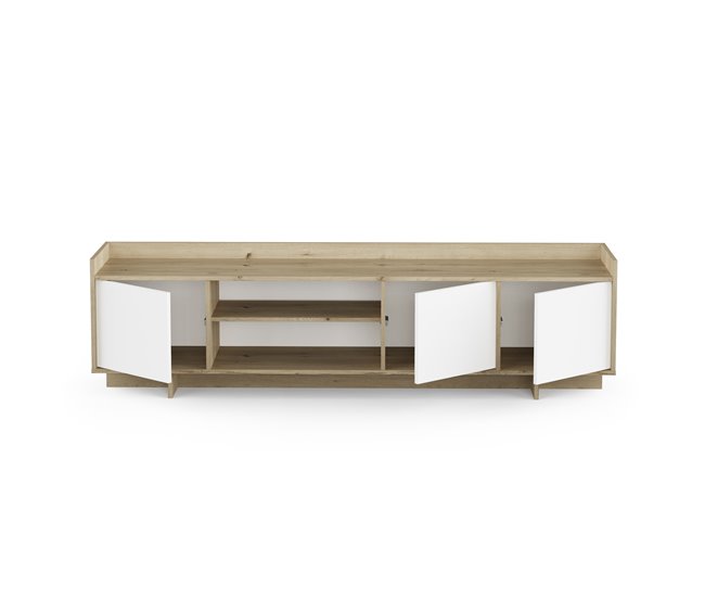 Mueble tv 180cm 3 puertas roble y blanco CLAP Roble