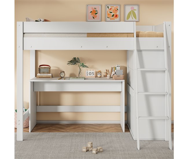 Cama alta para niños Blanco