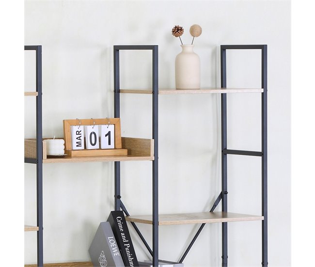 Max Home Estantería madera 11 estantes Negro/ Madera
