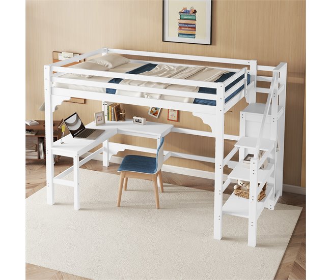 Cama alta para niños Blanco