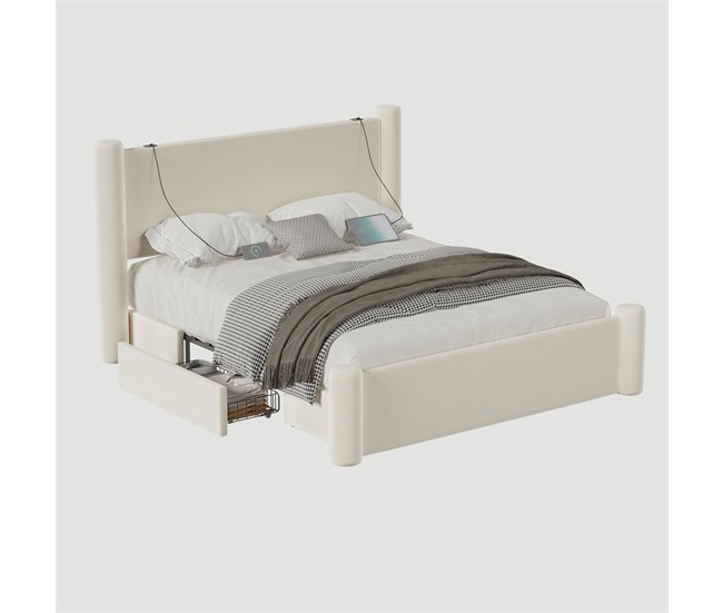 Camas de matrimonio 190x202 Beige