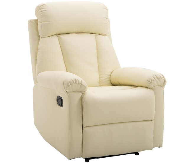 Sillón Reclinable Acero, MDF, PU y Espuma HOMCOM Blanco