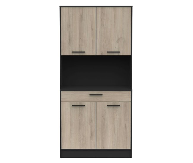 Armario Buffet Napoli con Puertas Abatibles para Cocina Negro/ Madera