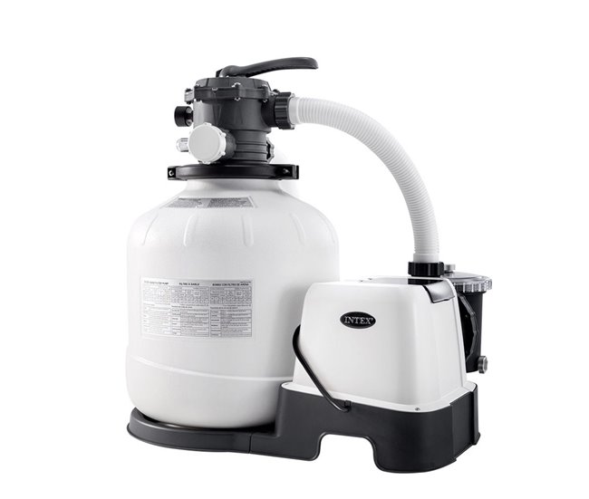 Piscina desmontable INTEX Pack deluxe + depuradora y clorador Gris