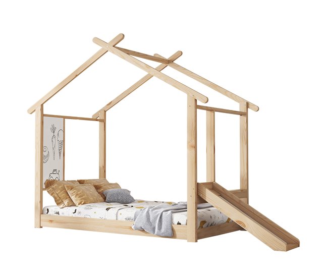 Cama cabaña de madera de pino Natural