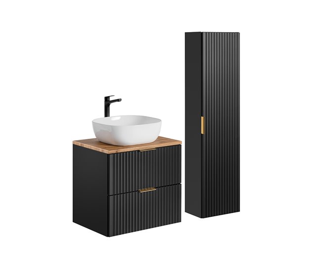 Conjunto mueble lavabo individual y columna Adriel Negro