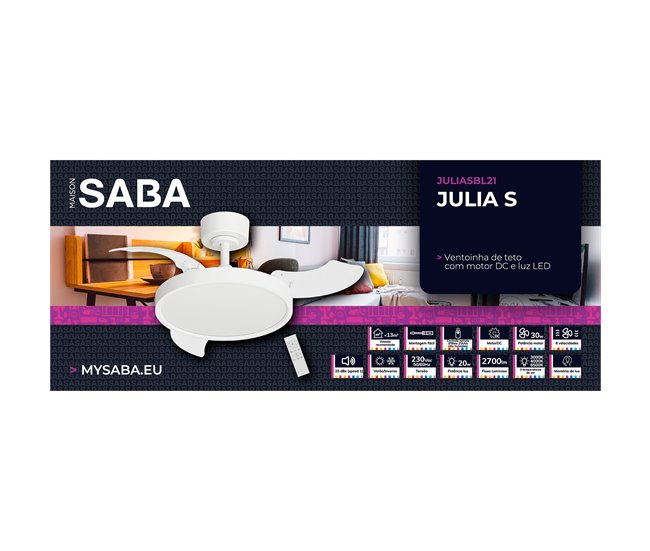 Ventilador techo JULIA S retractil led motor DC  Blanco