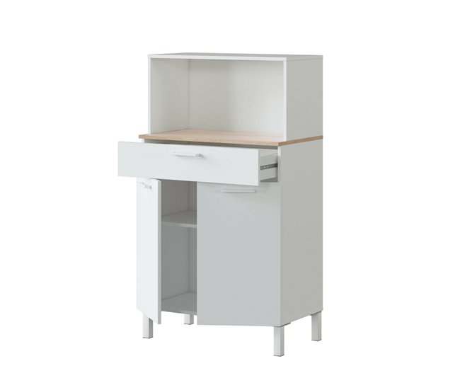 Armario multiusos 2 puertas efecto madera 72 Blanco/ Madera