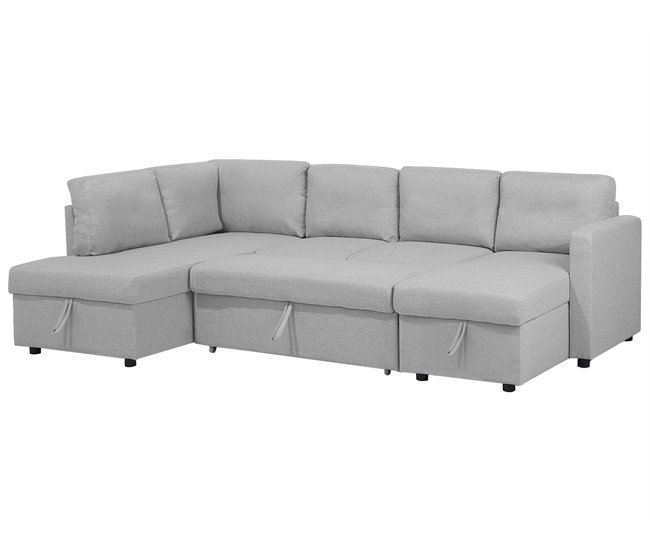 Beliani Sofá cama KARRABO Gris Claro