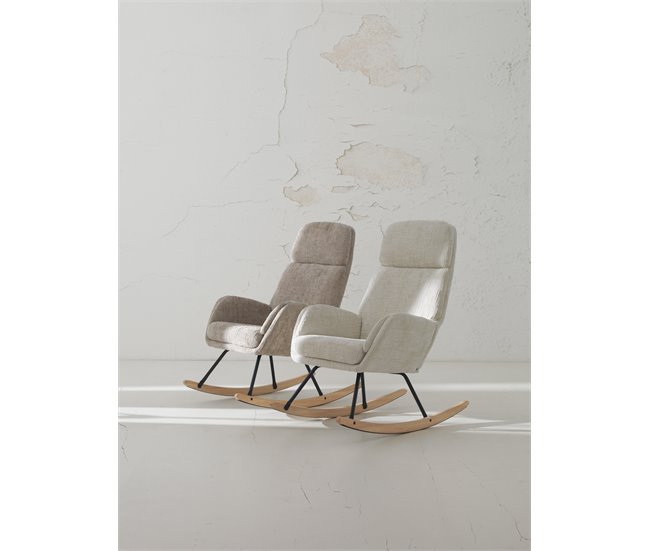 Balancín tapizado en chenilla y patas metálicas Blanco