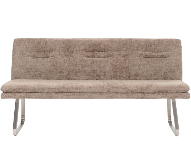 Banco de comedor tapizado con respaldo en tejido chenilla Gris