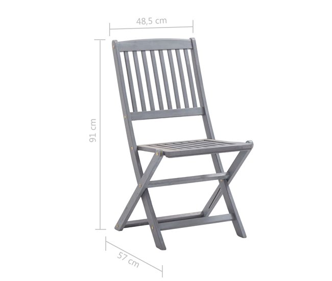 8 Sillas de jardín plegables de madera con cojines Beige
