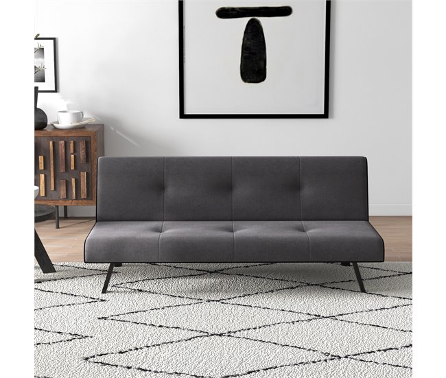 Sofá Cama esponja, eucalipto, MDF de grado E1 HOMCOM Gris