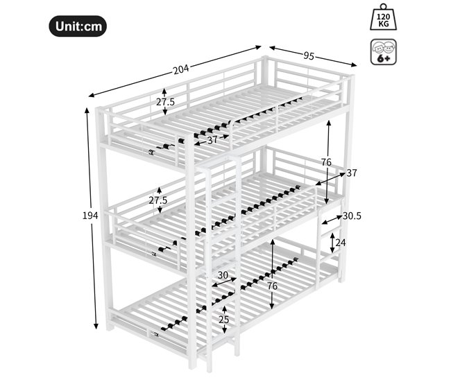 Cama litera 95x204 Blanco