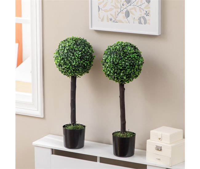 Planta Artificial PEVA, PE, Cemento, PP HOMCOM Verde