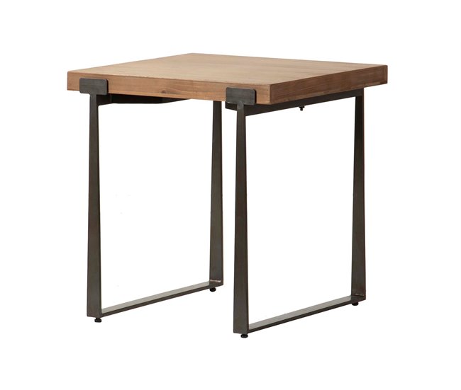 Conforama Mesita Auxiliar Madera Metal Marron 58x58x61cm