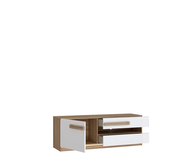 Mueble tv 1 puerta 2 cajones MONTREAL Blanco Brillo