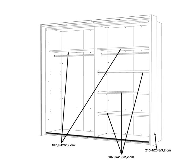 Armario RICCIANO puertas correderas 230x215cm roble Roble