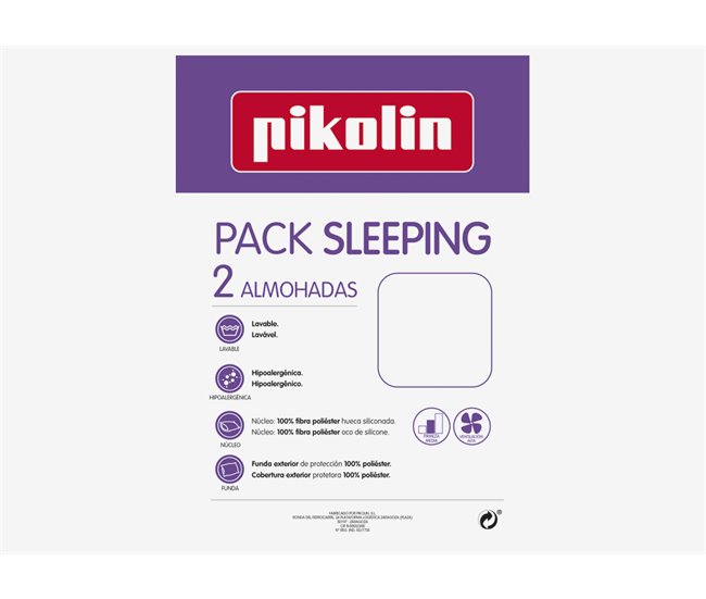 Pack 2 almohadas 70cm PIKOLIN SLEEP Blanco