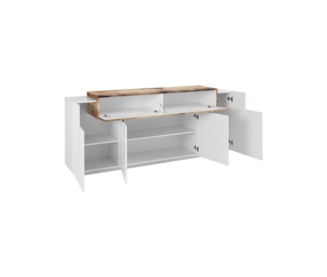 Aparador com efeito madeira 200 Blanco/ Madera