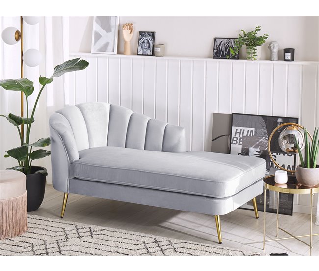 Beliani Chaise longue Terciopelo ALLIER Gris Claro
