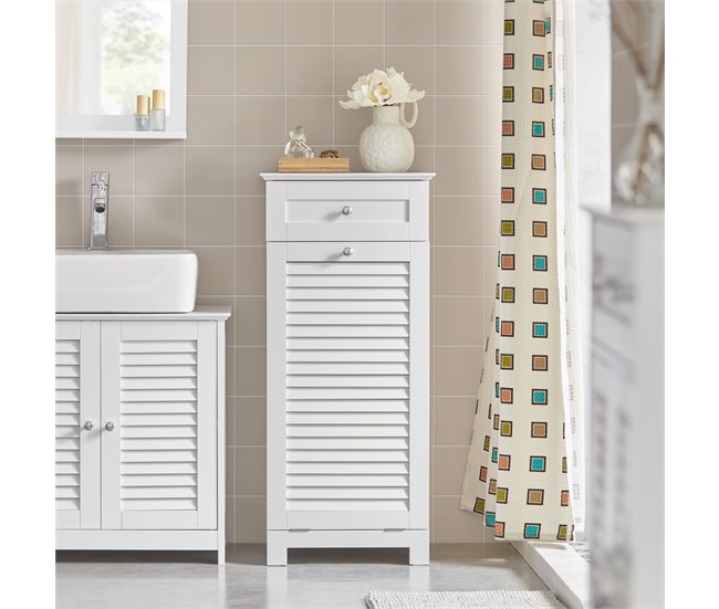Mueble para Ropa Sucia con 1 Cesto y 1 Cajón BZR73-W SoBuy Blanco