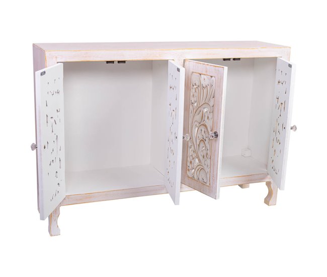 Aparador de madera de 4 puertas Blanco