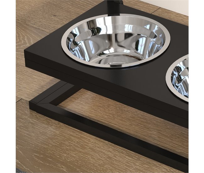 Comedero para Perros Acero, Metal PawHut Negro