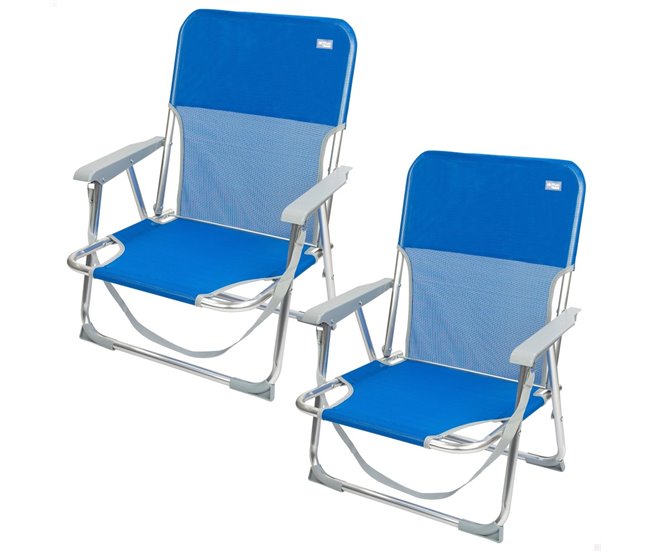 Aktive Pack 2 sillas de playa plegables c/respaldo fijo Azul