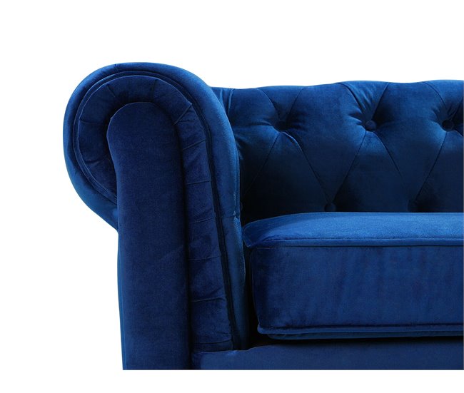 Beliani Conjunto de sofás CHESTERFIELD Azul Marino