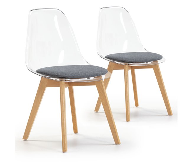 Set de 2 sillas Comedor Bruno Transparente Transparente