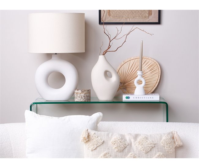 Beliani Jarrón para flores KOMOTINI Blanco/ Beige