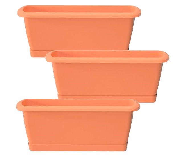 3x Jardinera Respana con soporte Terracota